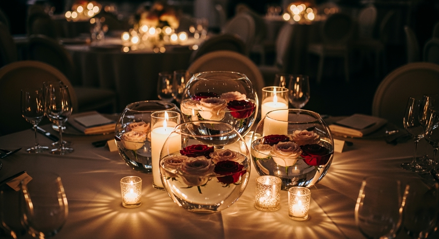 Floating Flower Bowls Centerpiece