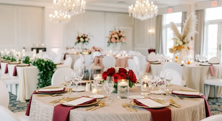 Elegant wedding table decor with candles