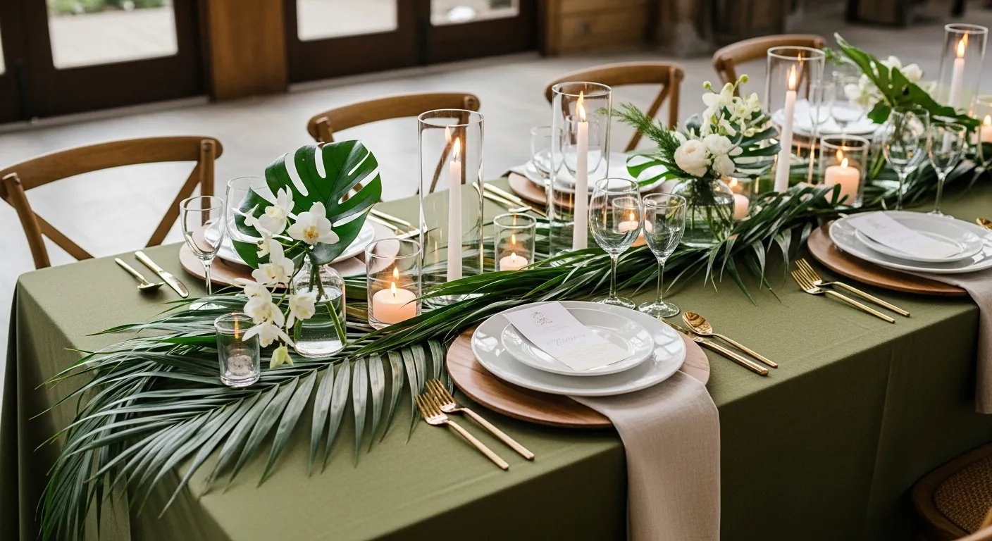 Wedding table with palm leaves