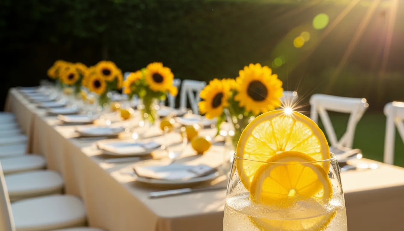 Summer wedding table with sunflowers