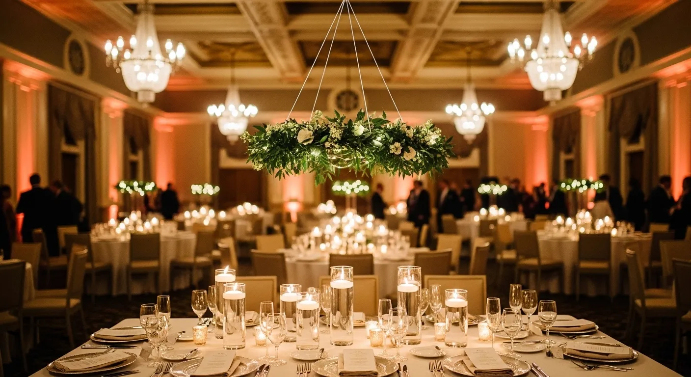 hanging floral wreath centerpiece